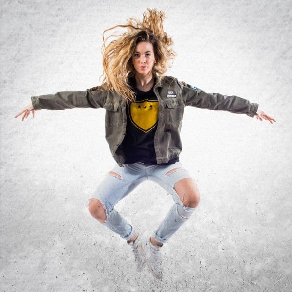 Teenager girl jumping